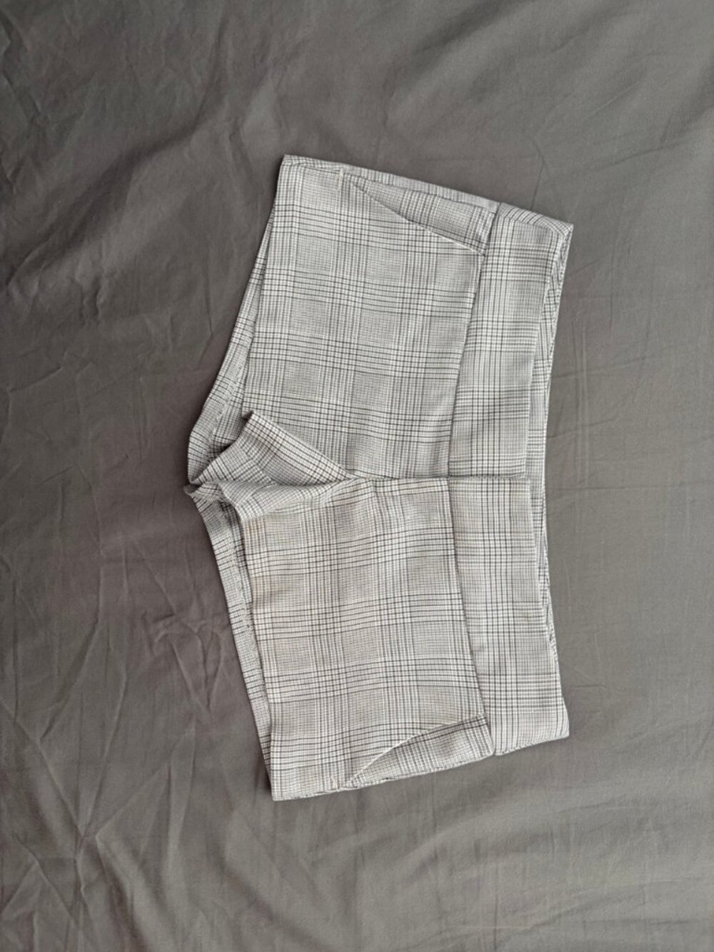 lux grey plaid short short - 2